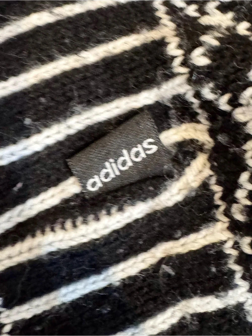 Vintage Adidas Black & White Knit Beanie - Cozy Winter Hat